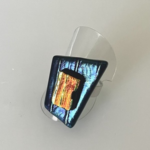 Éjkék-narancs irizáló gyűrű, üvegékszer - Meska.hu