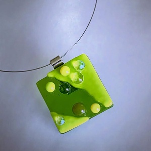 Tavasz zöld medál, üvegékszer, Ékszer, Nyaklánc, Medálos nyaklánc, , MESKA