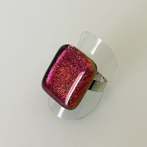 Bordón, narancsosan irizáló gyűrű, üvegékszer - Meska.hu