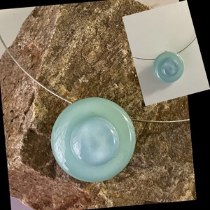 Pasztell kék-zöld nyaklánc, üvegékszer - Meska.hu