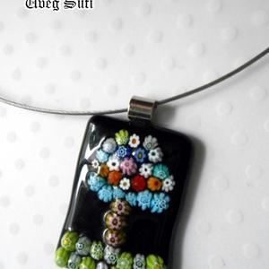 Életfa medál virágesővel üvegékszer - ékszer - nyaklánc - medál - Meska.hu