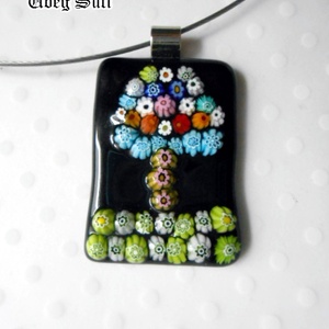 Életfa medál virágesővel üvegékszer - ékszer - nyaklánc - medál - Meska.hu