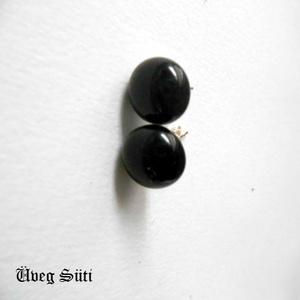 NEMESACÉL Korom fekete  fülbevaló üvegékszer - ékszer - fülbevaló - pötty fülbevaló - Meska.hu