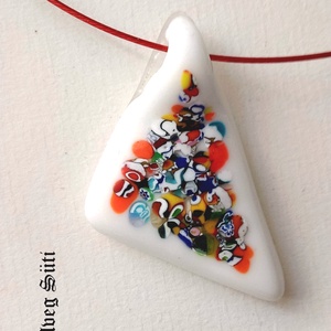   Triangle fehér festmény medál üvegékszer - Meska.hu