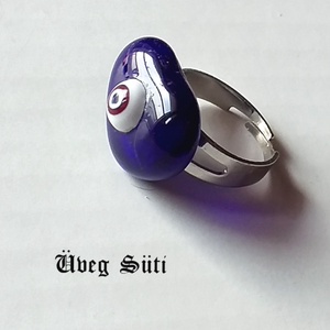 Labirintus Kék fehér piros szv gyűrű üvegékszer valentínnapra,  - ékszer - gyűrű - statement gyűrű - Meska.hu