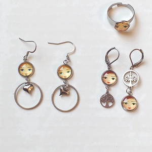 NEMESACÉL Minimál babás angyalkás nemesacél franciakapcsos fülbevaló, fehér  barna - ékszer - fülbevaló - lógó fülbevaló - Meska.hu