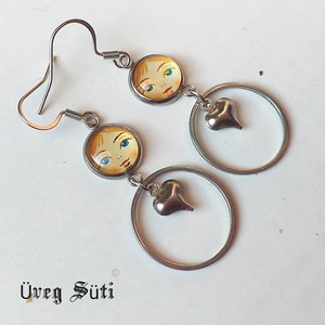 NEMESACÉL Minimál babás angyalkás nemesacél franciakapcsos fülbevaló, fehér  barna - ékszer - fülbevaló - lógó fülbevaló - Meska.hu