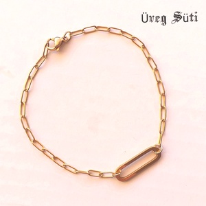 NEMESACÉL LUXY GOLD minimál  geometria arany szinű nemesacél karkötő ajándék nőknek valentín napra - ékszer - karkötő - charm karkötő - Meska.hu