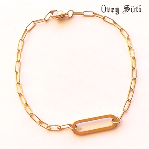 NEMESACÉL LUXY GOLD minimál  geometria arany szinű nemesacél karkötő ajándék nőknek valentín napra - ékszer - karkötő - charm karkötő - Meska.hu