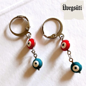 NEMESACÉL nyár  kék narancs citrom  ördög szeme vigyázó sz fülbevaló  és karkötő  üvegékszer  ajándékba, personalised,  - ékszer - ékszerszett - Meska.hu