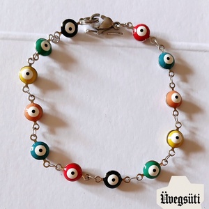 NEMESACÉL nyár  kék narancs citrom  ördög szeme vigyázó sz fülbevaló  és karkötő  üvegékszer  ajándékba, personalised,  - ékszer - ékszerszett - Meska.hu