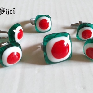 EGYEDI MEGRENDELÉS  Gyűrű+ mandzsetta Tricolor Kokárda nemzeti színű üvegékszer szett, Ékszer, Ékszerszett, Üvegművészet, Ékszerkészítés, MESKA