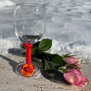 Egyedi virágmintás borospohár � kézműves ajándék, Otthon & Életmód, Konyhafelszerelés, tálalás, Tálalás, Boros poharak, szettek, Gyurma, MESKA