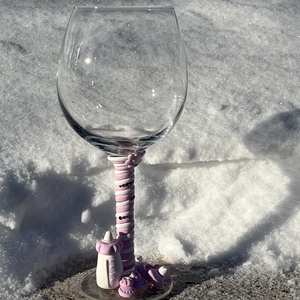 Tejfakasztó öröm � Kézzel díszített gyurma borospohár, Otthon & Életmód, Konyhafelszerelés, tálalás, Tálalás, Boros poharak, szettek, Gyurma, MESKA