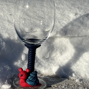 �Állati Móka Kézműves gyurmadíszes borospohár - otthon & életmód - konyhafelszerelés, tálalás - tálalás - boros poharak, szettek - Meska.hu