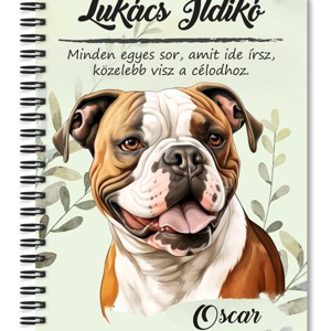 Személyre szabható - Amerikai bulldog portré mintás A5-ös füzet, Otthon & Életmód, Papír, írószer, Jegyzetfüzet & Napló, , MESKA