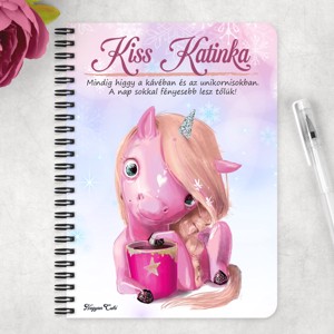 Személyre szabható - Unikornis és kávé mintás A6-os füzet - otthon & életmód - papír, írószer - jegyzetfüzet & napló - Meska.hu