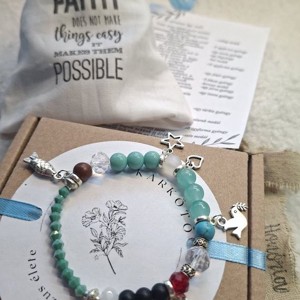 Jézus élete - keresztény történet karkötő-türkiz-093, Ékszer, Karkötő, Bogyós karkötő, , MESKA