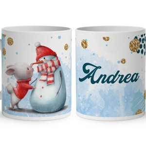 Kérd a neveddel - Nyuszi és hóember mintás bögre, Otthon & Életmód, Konyhafelszerelés, tálalás, Tálalás, Bögre & Csésze, , MESKA