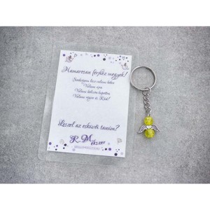 Hamarosan férjhez megyek sárga angyal medálos kulcstartó, Esküvő, Meghívó & Kártya, Tanú felkérő, , MESKA
