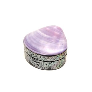 Kagyló ékszertartó doboz lila-fehér dekoratív mini tároló 87 cm, Ékszer, Ékszertartó, Ékszerdoboz, , MESKA