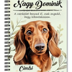 Személyre szabható - Barna tacskó portré mintás A5-ös füzet, Otthon & Életmód, Papír, írószer, Jegyzetfüzet & Napló, , MESKA