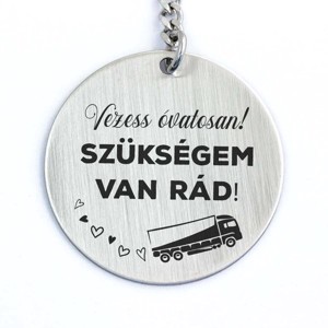 Vezess óvatosan acél medálos kulcstartó, Táska & Tok, Kulcstartó & Táskadísz, Kulcstartó, , MESKA