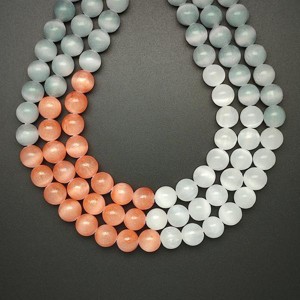 Szelenit szin fehér szürke narancs golyó 8,5mm  ékszerkészítő alapanyag (füzér), Kellékek & szerszámok, Ásvány alapanyag, Ásványfüzér, , MESKA