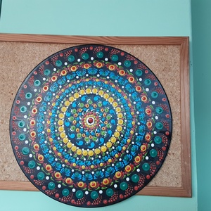 Mandala festés akrillal,pontozásos technikával bakelit lemezre  - otthon & életmód - dekoráció - dísztárgy - Meska.hu