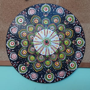 Mandala festés akrillal bakelit lemezre  - Meska.hu