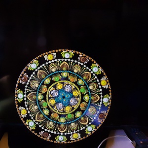 Mandala festés akrillal bakelit lemezre  - Meska.hu