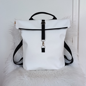 Fehér rolltop hátizsák , Táska & Tok, Hátizsák, Roll top hátizsák, Varrás, MESKA