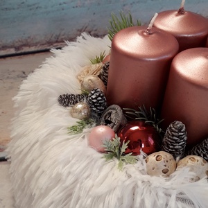 Rózsaszín nosztalgia adventi koszorú - karácsony - adventi díszek - adventi asztaldísz - Meska.hu