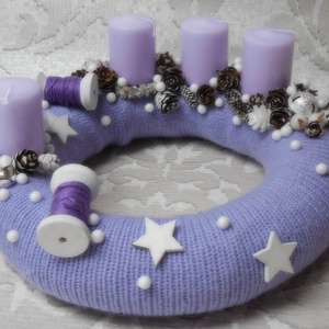 Lila cérnás adventi koszorú - Meska.hu