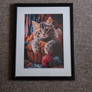 Aranyos Cica Diamond paiting falikép , Otthon & Életmód, Dekoráció, Kép & Falikép, Mozaik kép, Mozaik, MESKA