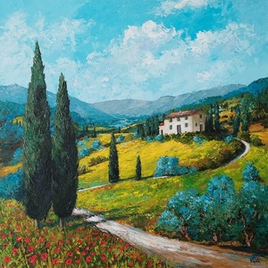 Toszkán utakon - festmény - Meska.hu