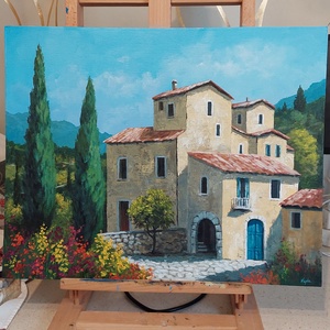 Virágos utca - festmény - művészet - festmény - akril - Meska.hu