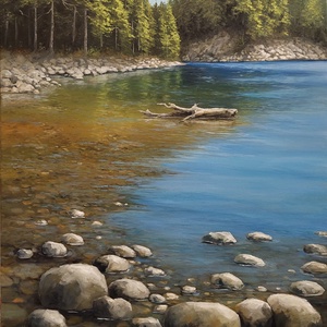 Kavicsos part - festmény - Meska.hu