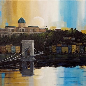 Budapest - festmény, Művészet, Festmény, Akril, Festészet, MESKA