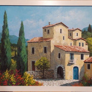 Virágos utca - festmény - művészet - festmény - akril - Meska.hu