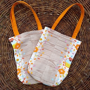 Színes húsvéti textiltáska narancssárga füllel, 24x31cm  - táska & tok - bevásárlás & shopper táska - shopper, textiltáska, szatyor - Meska.hu