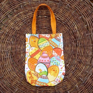 Színes húsvéti textiltáska narancssárga füllel, 24x31cm  - Meska.hu