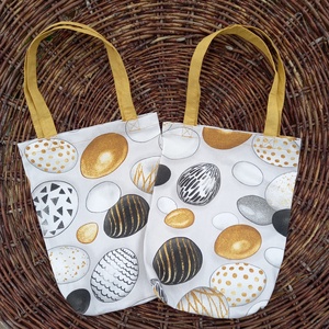 Húsvéti textiltáska arany füllel, 24x31cm  - táska & tok - bevásárlás & shopper táska - shopper, textiltáska, szatyor - Meska.hu