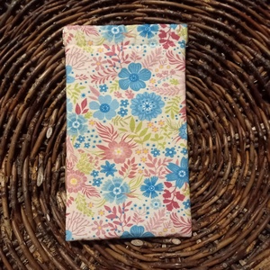 Kék-rózsaszín virágos mobiltok, 12x20cm, pikk-pakk zárral - Meska.hu