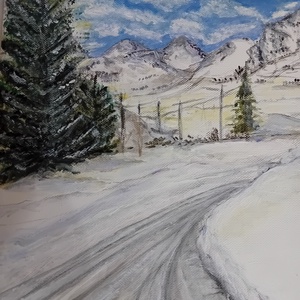  Havas hegyi táj , Művészet, Festmény, Akril, Festészet, MESKA