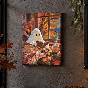 Szellemes Halloween festmény � 18�24 cm-es akrilkép, spooky őszi dekoráció - művészet - festmény - akril - Meska.hu