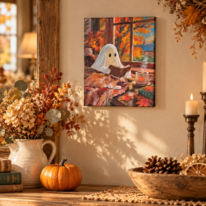 Szellemes Halloween festmény � 18�24 cm-es akrilkép, spooky őszi dekoráció - művészet - festmény - akril - Meska.hu
