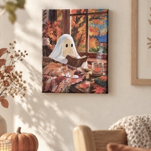 Szellemes Halloween festmény � 18�24 cm-es akrilkép, spooky őszi dekoráció - művészet - festmény - akril - Meska.hu