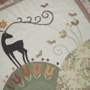 Falikép  szarvassal, tulipánokkal, 160x80 cm - otthon & életmód - babaszoba, gyerekszoba - falvédő gyerekszobába - Meska.hu