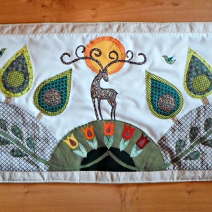 Falikép  szarvasokkal, tulipánokkal 200 x 80 cm, szimmetrikus, részletesen kidolgozott - Meska.hu